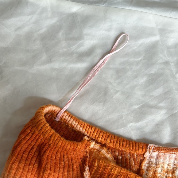 Urban Outfitters Orange White Stripe Ribbed Cuff Sleeve Twist Front Crop Top - Picture 5 of 7